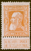 TIMBRE Belgique - COB 79 (*)  Sans Gomme - 1f - 1905 - 1905 Barbas Largas