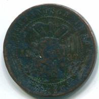 1 CENT 1897 NIEDERLANDE OSTINDIEN INDONESISCH Copper Koloniale Münze #S10064.D - Niederländisch-Indien