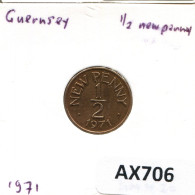 1/2 NEW PENNY 1971 GUERNSEY Münze #AX706.D - Guernesey