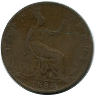 HALF PENNY 1884 UK GBAN BRETAÑA GREAT BRITAIN Moneda #AZ645.E - C. 1/2 Penny