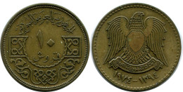10 QIRSH / PIASTRES 1974 SIRIA SYRIA Islámico Moneda #AP560.E - Syrie
