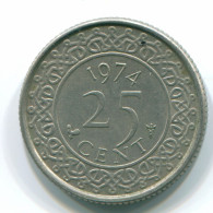 25 CENTS 1974 SURINAME NEERLANDÉS NETHERLANDS Nickel Colonial Moneda #S11240.E - Surinam 1975 - ...