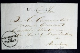 Omslag Gouverneur Van Utrecht (rond 26 Mm) RRR Naar Arnhem, 1804 Utrecht  40 * 5 Mm - ...-1852 Prephilately