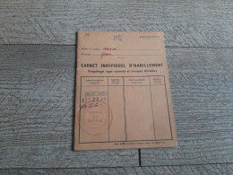 Carnet Individuel D'habillement Paquetage Type Normal Et Troupes Blindées Janvier 1960 Jean Massini - Documents