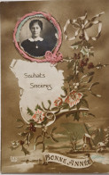 A SYSTEME - Souhait Sincères - Bonne Année - Photo De Femmes - Gui - Carte Postale Ancienne - Mechanical