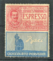 REGNO 1924 PUBBLICITARIO 60 C. PERUGINA ** MNH CENTRATO - Pubblicitari