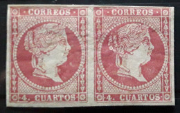 ESPANA ESPAGNE SPAIN  1857 PAIRE Yvert 43 A , 4 Cuartos Rose Carmine Neuve * MH TB - Unused Stamps