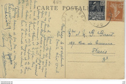 Timbre Exposition Coloniale PARIS 1931 15 C Noir ( Yv 270 )  + Semeuse Camée 25 C Orange ( Yv 235 ) CP Col Faucile - Other & Unclassified