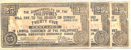 PHILIPPINES  GUERILLA   BOHOL Province  25 Centavos # 133    Lot De 3 Billets à Suivre  NEUFS - Philippines