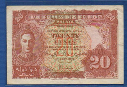 MALAYA - P. 9a – 20 Cents 01.07.1941 VF, No S/n  -"George VI" Issue - Malaysie