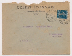 LETTRE PERFORE CL SEMEUSE 25C CREDIT LYONNAIS AGENCE DE MACON SAONE ET LOIRE - Covers & Documents