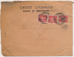 LETTRE PERFORE CL PETAIN 1F PAIRE CREDIT LYONNAIS AGENCE DE BEZIERS HERAULT PERFIN COVER - Brieven En Documenten