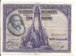 ESPAGNE 100 PESETAS 1928 VF+ P 76 - Other & Unclassified