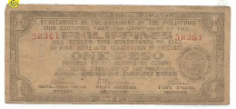 PHILIPPINES  GUERILLA   BOHOL Province    1942  1 Peso  # 135 E  TAGBILARAN Au Verso Circulé TB - Philippines