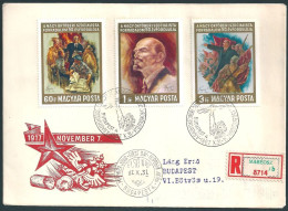 C3750 Hungary FDC History October Revolution Lenin Art Pinting Soldier Registered - Lenin