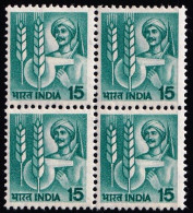 AGRICULTURE- FARMING- WHEAT- RESEARCH- BLOCK OF 4 -15p DEINITIVE-INDIA-MNH-PA12-62A - Agriculture
