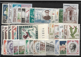 Monaco Année Complète 1960, 38 Timbres**/ Neufs Sans Charnière. Cote 90€. - Full Years