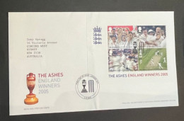 (1 Q 24 A) UK FDC - 2005 - (mini-sheet) The Ashes (England Winners 2005) - 2001-2010 Em. Décimales