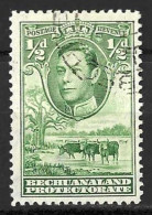 BECHUANALAND....KING GEORGE VI...(1936-52..).....HALFd.....SG118b......YELLOWISH - GREEN......CDS...VFU... - 1885-1964 Protectorat Du Bechuanaland