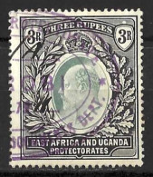 K,U,T....KING EDWARD VII..(1901-10..)..." 1904.."...3Rs.....FISCAL CANCELATION.........(CAT.VAL.£150.....)....VFU... - Protettorati De Africa Orientale E Uganda