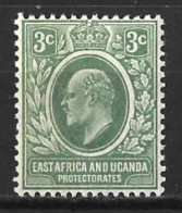 K,U,T....KING EDWARD VII..(1901-10..)..." 1907.."...3c.....GREY-GREEN ....(CAT.VAL.£21....)........MH... - Protectoraten Van Oost-Afrika En Van Oeganda