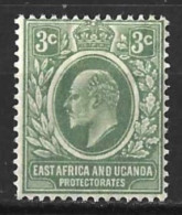 K,U,T....KING EDWARD VII..(1901-10..)..." 1907.."...3c...GREY -GREEN SHADE...(CAT.VAL.£21..)....MH.. - Herrschaften Von Ostafrika Und Uganda