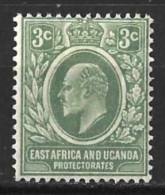 K,U,T....KING EDWARD VII..(1901-10..)..." 1907.."...3c...GREY -GREEN SHADE...(CAT.VAL.£21..)....MH.. - Protectoraten Van Oost-Afrika En Van Oeganda