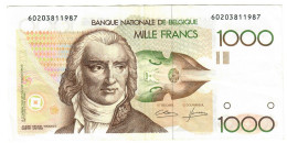 Belgium 1000 Francs (Frank) 1981 VF "Lakiere/Godeaux" - 1000 Francs