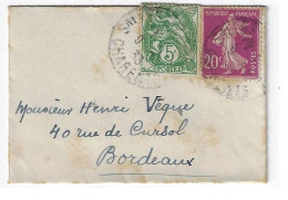 Enveloppe Carte De Visite Mignonnette 5c Blanc + 20c Lilas-Rose Yv 111 190 Ob 1933 - Storia Postale