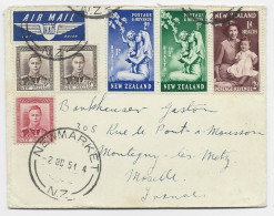 NEW ZEALAND 1D+1/2D+2D+6D+9DX2 LETTRE COVER AR MAIL NEWMARKET 1 OC 1951N.Z.  TO FRANCE - Covers & Documents