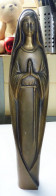 ART DECO GRANDE LOURDE  STATUE SCULPTURE BRONZE  MADONNA VIERGE MARIE BON ETAT - Bronces