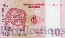 CONGO DEMOCRATIC REPUBLIC 10 CENTIMES 1997 PICK 82a UNC - Repubblica Democratica Del Congo & Zaire