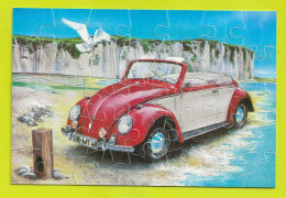 Puzzle AUTO De 35 Pièces VW Volkswagen Käfer Coccinelle Cabriolet Ou Décapotable Dans Son Emballage Format Carte Postale - Puzzles