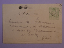 BQ18  FRANCE  BELLE CARTE ENTIER SAGE  1895 A TOULON  VAR   ++ AFF. INTERESSANT++ - Autres & Non Classés