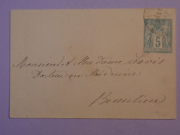 BQ18  FRANCE  BELLE CARTE ENTIER SAGE  1898 BEAULIEU   VAR   ++ AFF. INTERESSANT++ - Other & Unclassified