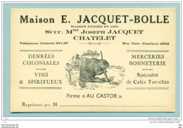 Carte Commerciale Chatelet " Maison Jacquet - Bolle " Neuve - Impecc. - Châtelet