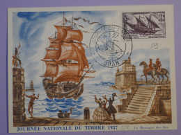 BQ18  ALGERIE  BELLE CARTE  JOURNEE DU TIMBRE  1957 ORAN MESSAGER DES ILES  + AFF.  PLAISANT++ - Covers & Documents