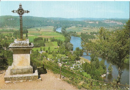 DOMME - Vue Sur La Vallée De La Dordogne Et Le Camping De Cénac - Carte Toilée - Domme