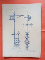 LES METAUX OUVRES 1884 LITHO FER FONTE CUIVRE ZINC " EPIS FAITAGES Mr VAN TROSTE ARCHITECTE A BRUXELLES " 1 PLANCHE - Architecture