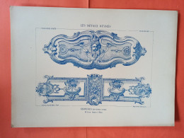 LES METAUX OUVRES 1884 LITHO FER FONTE CUIVRE ZINC " SERRURES EN CUIVRE CISELE Mr LEON CAMUS A PARIS " 1 PLANCHE - Architecture