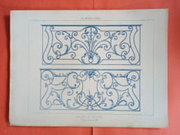 LES METAUX OUVRES 1884 LITHO FER FONTE CUIVRE ZINC " BALCONS EN FER FORGE EPOQUE DE LOUIS XIV " 1 PLANCHE - Architecture