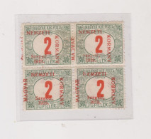 HUNGARY 1919 SZEGED SZEGEDIN Locals Postage Due  Mi 1 Bloc Of 4 Hinged/ MNH Missplaced Ovpt - Ortsausgaben