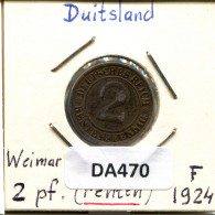 2 RENTENPFENNIG 1924 F ALEMANIA Moneda GERMANY #DA470.2.E - 2 Rentenpfennig & 2 Reichspfennig