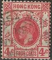 HONG KONG 1912 King George V - 4c. - Red FU - Oblitérés