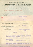 1924 - 2 Lettres Commerciales De La Sté LEFORESTIER Et LECHEVALIER (Flers) - CAFES VERTS - POIVRES -HUILES - Levensmiddelen