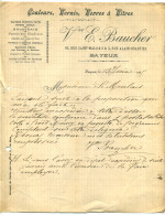 1925 - Lettre Commerciale De La Sté BAUCHER (Bayeux) - COULEURS - VERNIS - VERRES A VITRES -PAPIERS PEINTS - Chemist's (drugstore) & Perfumery
