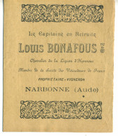 Prospectus Pour Les Vins Proposés Par Mr BONAFOUS Propriétaire Vigneron De Narbonne (Aude) - Advertising