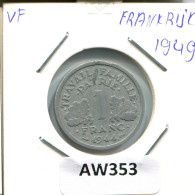 1 FRANC 1949 FRANCE Coin #AW353 - 1 Franc