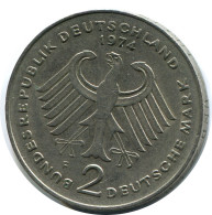 2 DM 1969 F K. ADENAUER WEST & UNIFIED GERMANY Coin #DB340.U - 2 Marcos