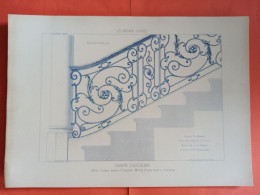 LES METAUX OUVRES 1884 LITHO FER FONTE CUIVRE ZINC " RAMPE D'ESCALIER CHERIER ET POETTE A SAINT QUENTIN "1 PLANCHE - Architecture